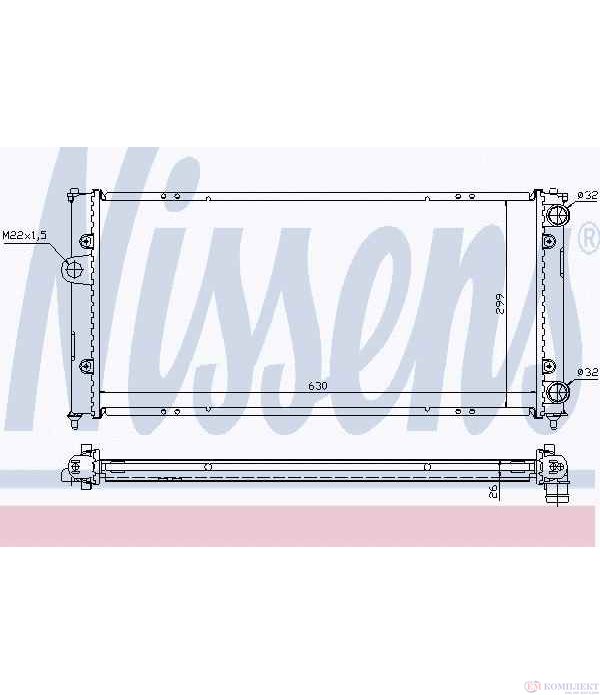РАДИАТОР ВОДЕН VOLKSWAGEN CADDY II (1995-) 1.9 D - NISSENS