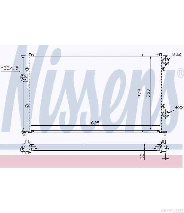 РАДИАТОР ВОДЕН VOLKSWAGEN PASSAT VARIANT (1988-) 1.9 D - NISSENS