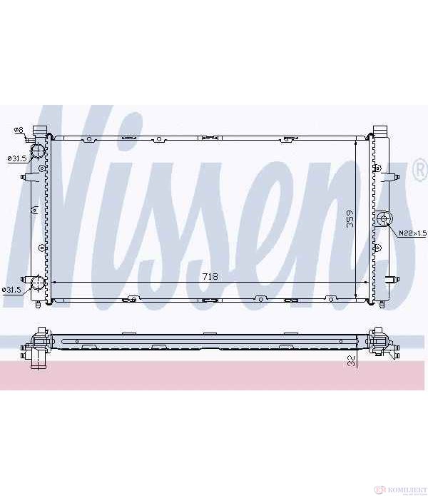 РАДИАТОР ВОДЕН VOLKSWAGEN TRANSPORTER IV (1990-) 1.9 D - NISSENS
