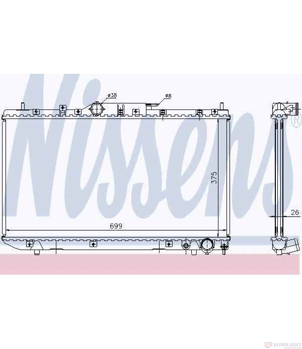 РАДИАТОР ВОДЕН TOYOTA AVENSIS (1997-) 2.0 D-4D - NISSENS