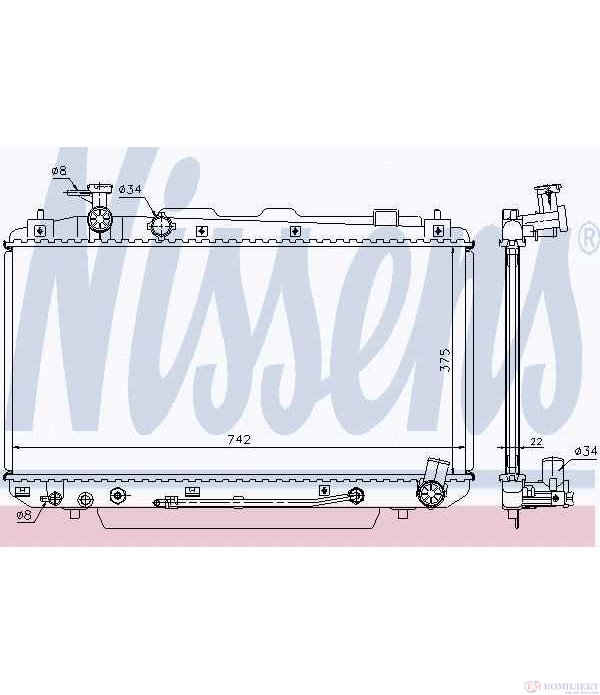 РАДИАТОР ВОДЕН TOYOTA RAV 4 II (2000-) 2.0 VVTi 4WD - NISSENS