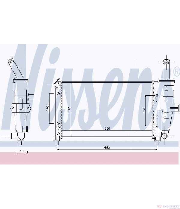 РАДИАТОР ВОДЕН FIAT PUNTO (1999-) 1.2 60 - NISSENS