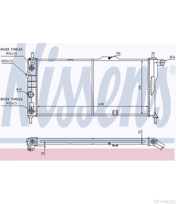 РАДИАТОР ВОДЕН OPEL KADETT E COMBO (1986-) 1.6 D - NISSENS