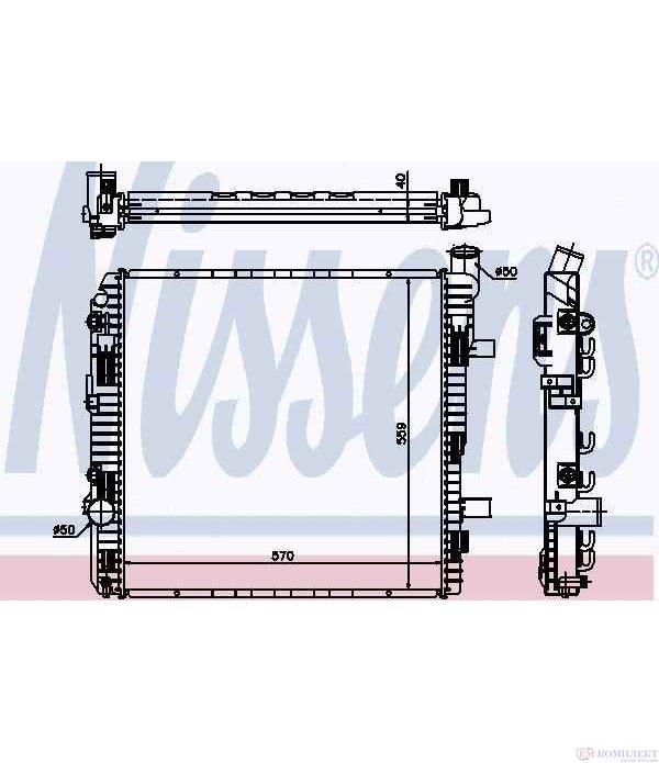 РАДИАТОР ВОДЕН MERCEDES VARIO (1996-) 813 DA, 814 DA - NISSENS