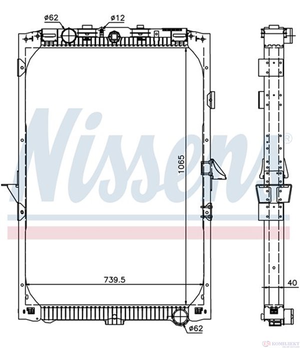 РАДИАТОР ВОДЕН DAF XF 105 (2005-) FAS 105.510, FAR 105.510, FAN 105.510 - NISSENS