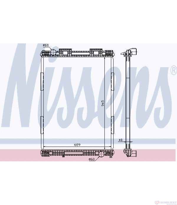 РАДИАТОР ВОДЕН MAN F 2000 (1994-) 19.464 FS, FLS, FLLS, FRS, FLRS, FLLRS - NISSENS