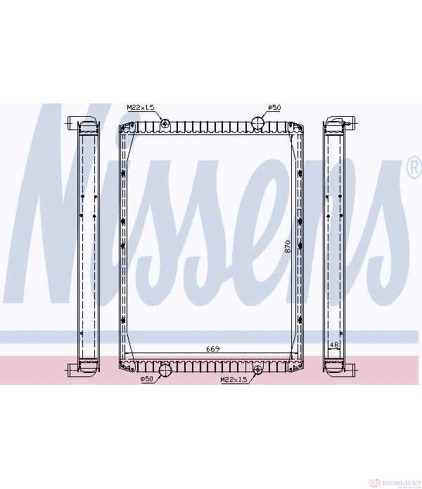 РАДИАТОР ВОДЕН RENAULT TRUCKS MANAGER (1991-) G 340ti.16,G 330.16 - NISSENS