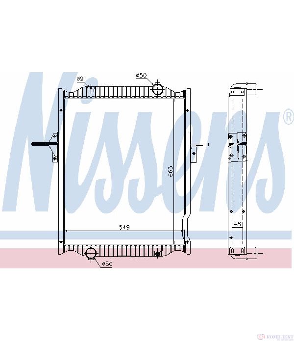 РАДИАТОР ВОДЕН RENAULT TRUCKS MIDLUM (2000-) 250.12/C - NISSENS