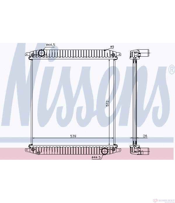 РАДИАТОР ВОДЕН IVECO EUROCARGO (1991-) 90 E 21, 90 E 21 D tector, 90 E 21 DP tector, 90 E 22 tector - NISSENS