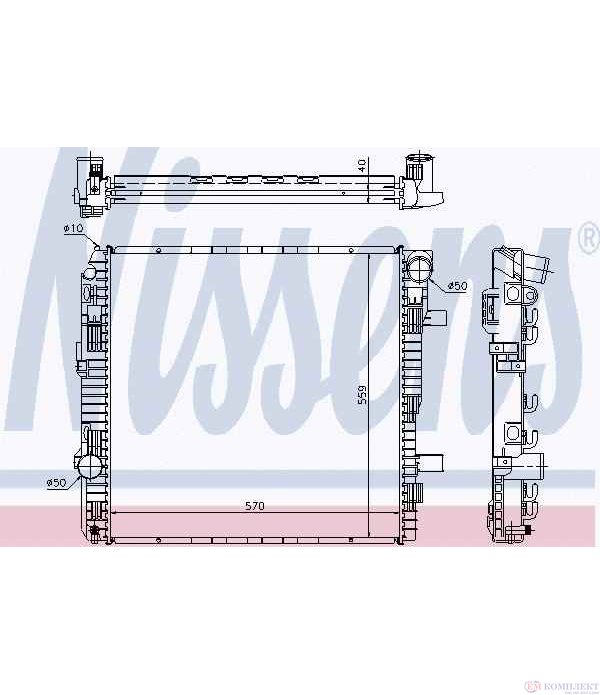 РАДИАТОР ВОДЕН MERCEDES ATEGO (1998-) 1215, 1215 L - NISSENS