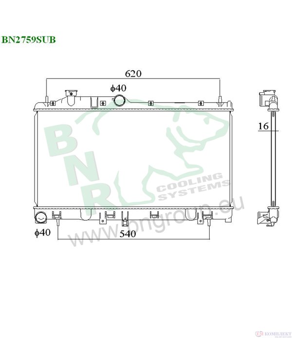 РАДИАТОР ВОДЕН SUBARU LEGACY IV COMBI (2003-) 2.0 - BNR