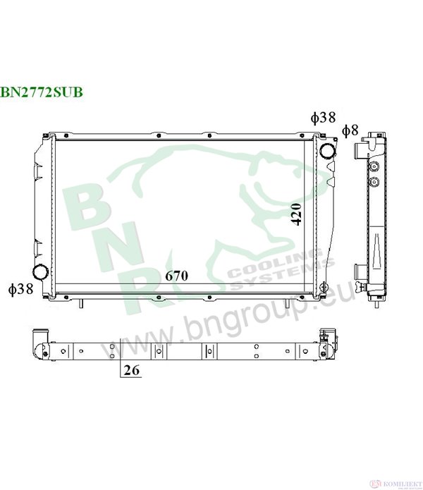 РАДИАТОР ВОДЕН SUBARU IMPREZA COMBI (1992-) 2.0 i Turbo 4WD - BNR