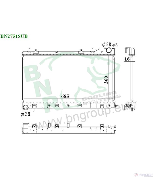 РАДИАТОР ВОДЕН SUBARU FORESTER (2002-) 2.0 S Turbo - BNR