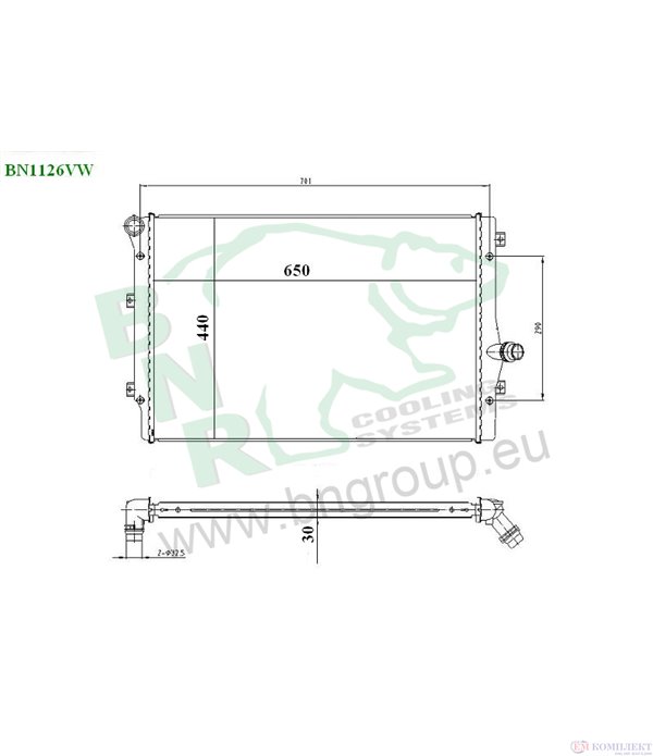 РАДИАТОР ВОДЕН VOLKSWAGEN CADDY III COMBI (2004-) 2.0 TDI 4motion - BNR
