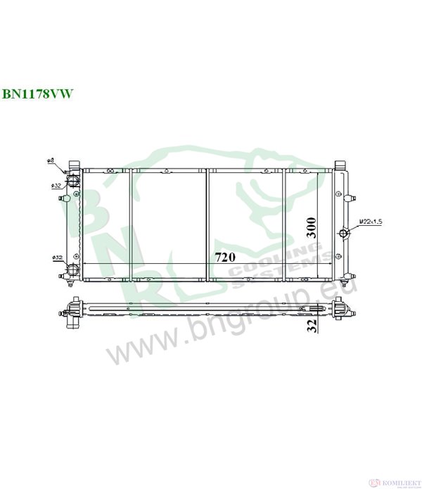 РАДИАТОР ВОДЕН VOLKSWAGEN TRANSPORTER IV (1990-) 2.4 D - BNR