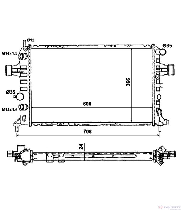 РАДИАТОР ВОДЕН OPEL ASTRA G COMBI (1998-) 1.6 - NRF