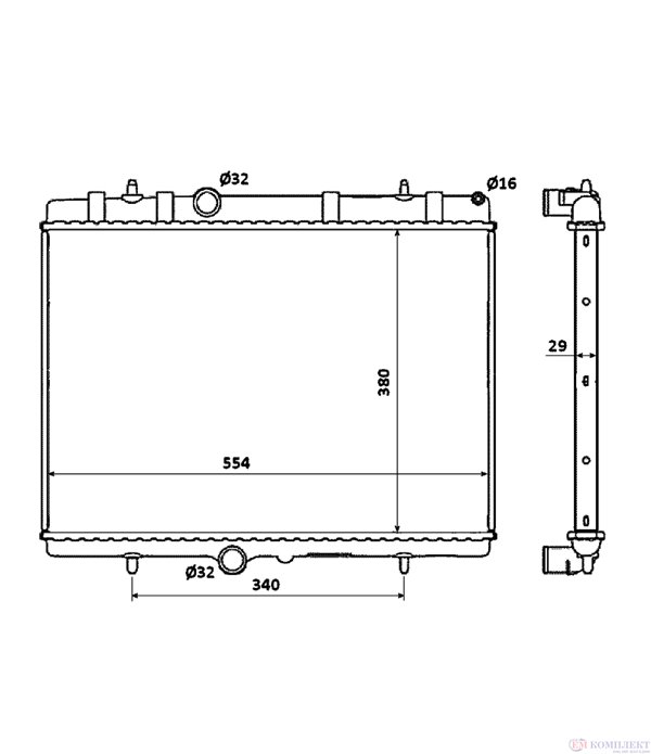 РАДИАТОР ВОДЕН PEUGEOT 308 (2007-) 1.4 16V - NRF