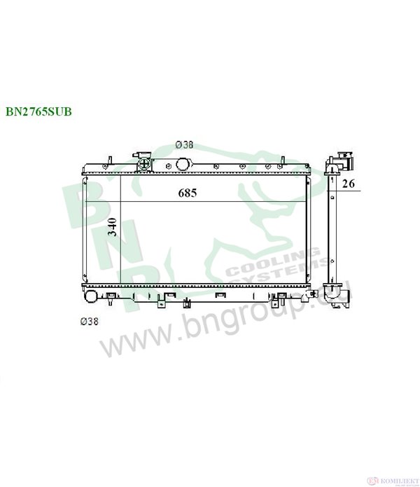 РАДИАТОР ВОДЕН SUBARU IMPREZA COMBI (2000-) 2.0 WRX Turbo - BNR