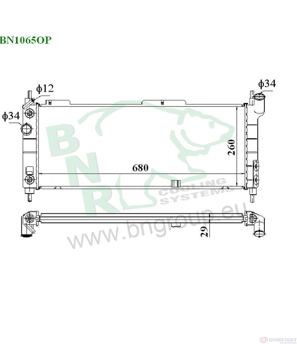 РАДИАТОР ВОДЕН VAUXHALL CORSA CABRIOLET (1998-) 1.4 i 16V - BNR