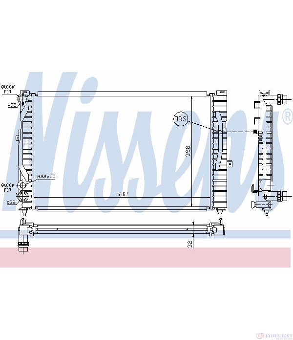 РАДИАТОР ВОДЕН AUDI A4 (1995-) 1.9 TDI quattro - NISSENS