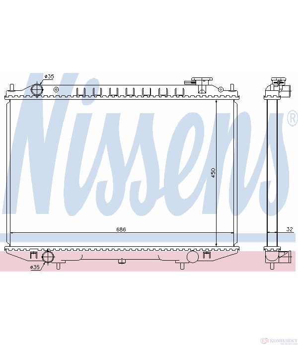 РАДИАТОР ВОДЕН NISSAN PICK UP (1997-) 2.5 Di - NISSENS
