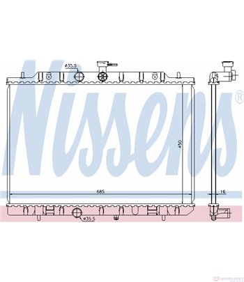 РАДИАТОР ВОДЕН NISSAN X-TRAIL (2007-) 2.0 FWD - NISSENS