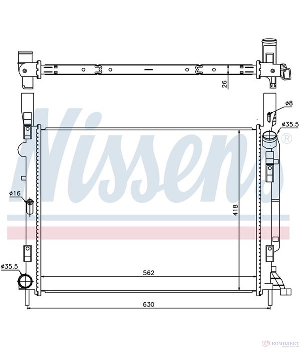 РАДИАТОР ВОДЕН RENAULT KANGOO EXPRESS (2008-) 1.5 dCi 110 - NISSENS