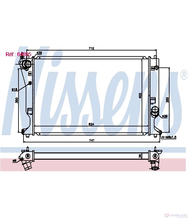 РАДИАТОР ВОДЕН TOYOTA AVENSIS COMBI (2003-) 2.0 D-4D - NISSENS