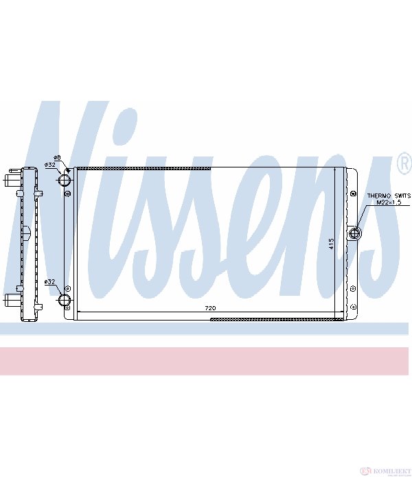 РАДИАТОР ВОДЕН VOLKSWAGEN TRANSPORTER IV (1990-) 2.5 TDI - NISSENS