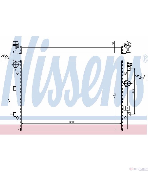 РАДИАТОР ВОДЕН VOLKSWAGEN TIGUAN (2007-) 2.0 TDI - NISSENS