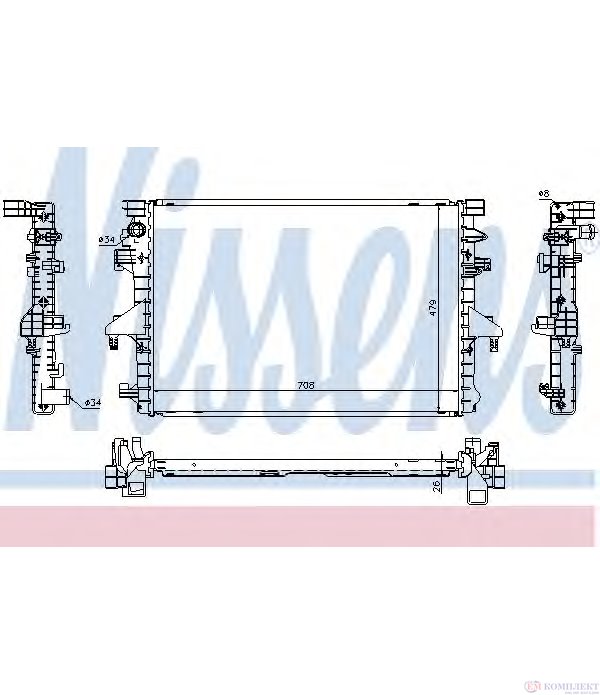 РАДИАТОР ВОДЕН VOLKSWAGEN TRANSPORTER V (2003-) 2.0 BiTDI - NISSENS