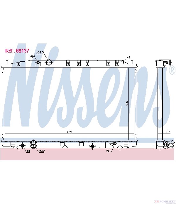 РАДИАТОР ВОДЕН HONDA ACCORD IX COMBI (2008-) 2.2 i DTEC - NISSENS