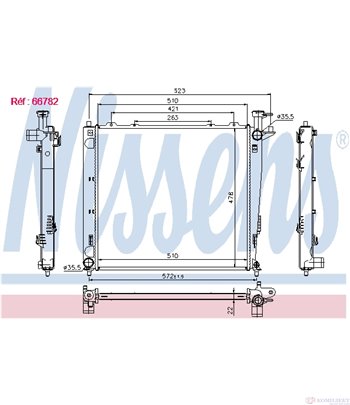 РАДИАТОР ВОДЕН KIA SORENTO (2009-) 2.2 CRDi - NISSENS