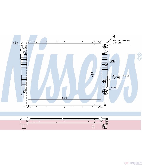 РАДИАТОР ВОДЕН VOLVO 940 I COMBI (1990-) 2.3 Turbo - NISSENS