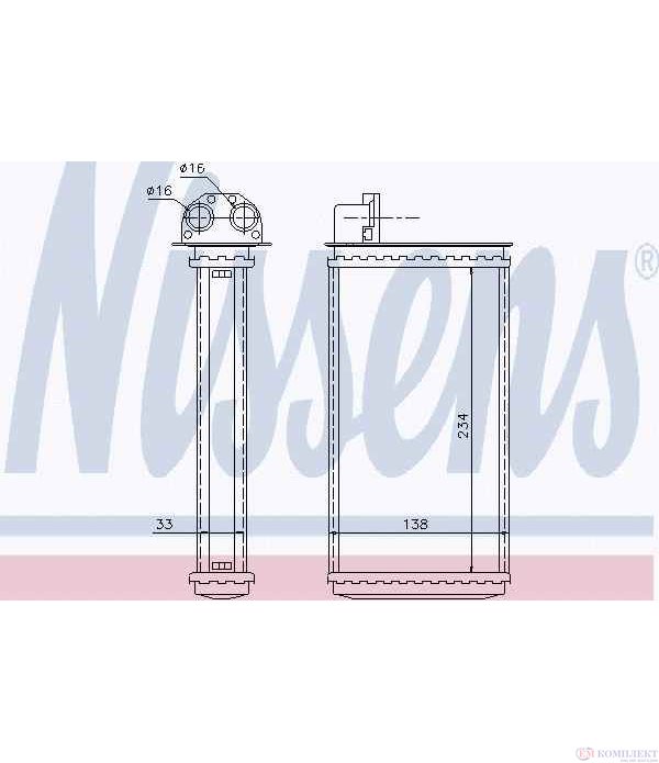 РАДИАТОР ПАРНО PEUGEOT 205 II (1987-) 1.6 Aut. - NISSENS
