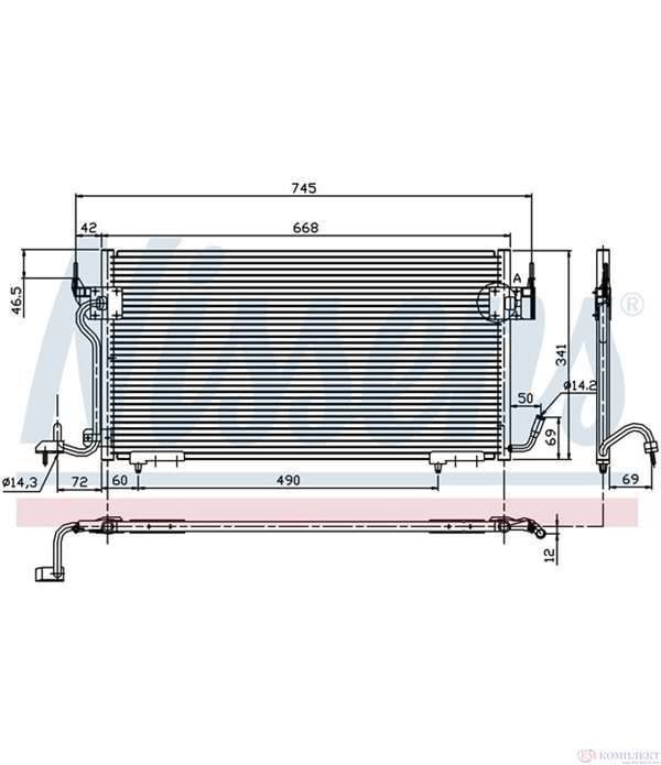 РАДИАТОР КЛИМАТИК CITROEN BERLINGO (1996-) 1.9 D 70 4WD - NISSENS