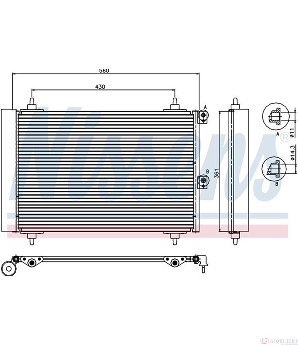 РАДИАТОР КЛИМАТИК PEUGEOT PARTNER (1996-) 1.6 HDi 90 - NASHUA