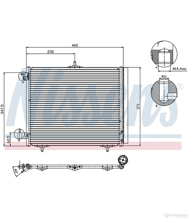 РАДИАТОР КЛИМАТИК PEUGEOT 207 (2006-) 1.6 16V Turbo - NISSENS