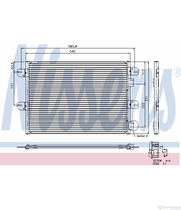РАДИАТОР КЛИМАТИК IVECO EUROCARGO (1991-) 90 E 18 tector, 90 E 18 D tector, 90 E 18 DP tector - NISSENS