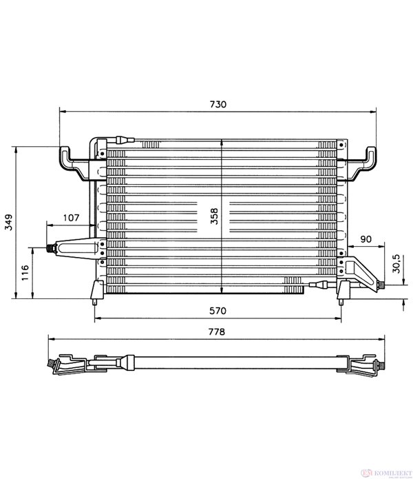 РАДИАТОР КЛИМАТИК CITROEN XM (1989-) 2.0 i - NRF