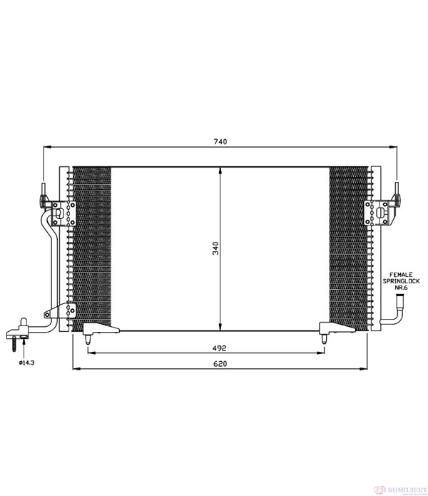 РАДИАТОР КЛИМАТИК PEUGEOT PARTNER (1996-) 1.9 D - NRF