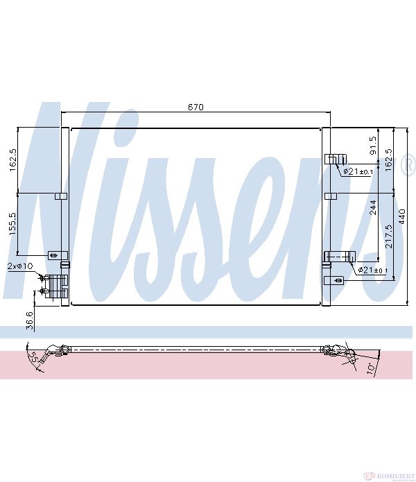 РАДИАТОР КЛИМАТИК FORD MONDEO III (2000-) 2.0 16V DITDDiTDCi - NISSENS