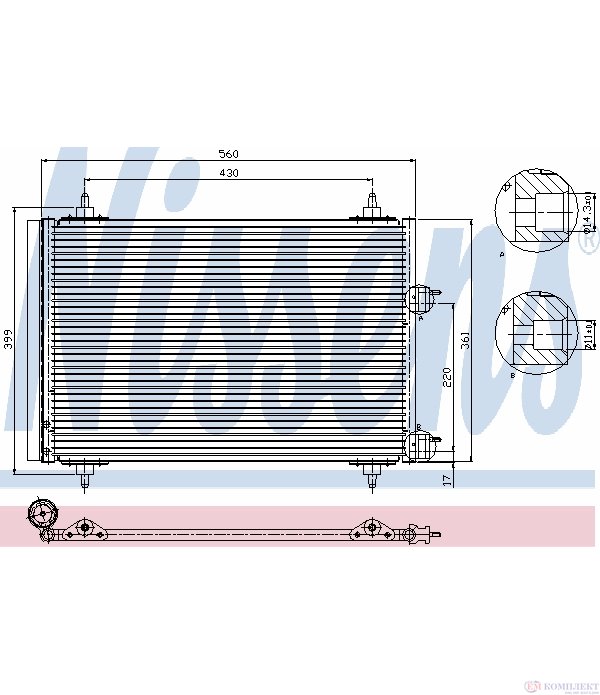 РАДИАТОР КЛИМАТИК PEUGEOT 307 SW (2002-) 2.0 HDI 110 - NISSENS