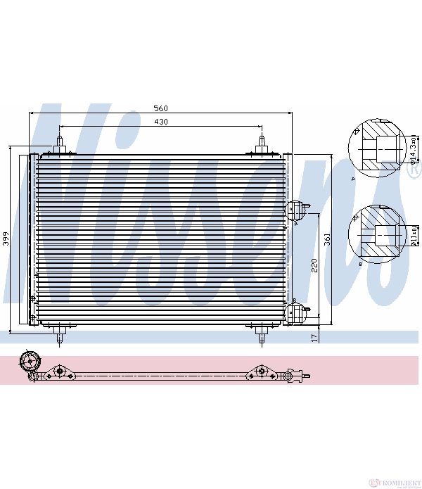 РАДИАТОР КЛИМАТИК PEUGEOT 307 BREAK (2002-) 2.0 - NISSENS