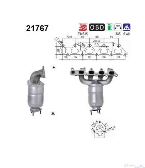 КАТАЛИЗАТОР OPEL ASTRA H (2004-) 1.8i 16V - AS