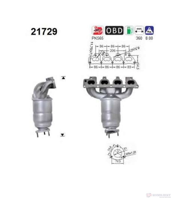 КАТАЛИЗАТОР OPEL MERIVA (2003-) 1.6i 16V - AS