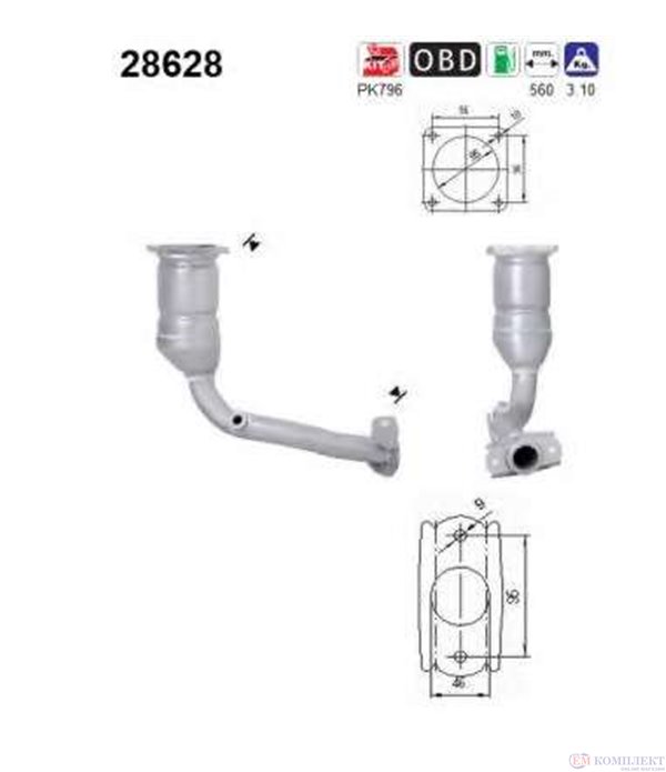 КАТАЛИЗАТОР PEUGEOT 206+ (2009-) 1.4i 8V - AS