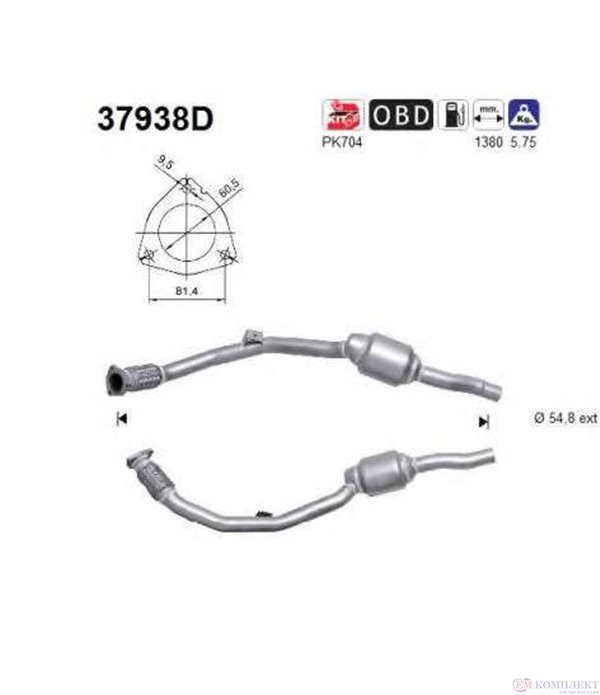 КАТАЛИЗАТОР VOLKSWAGEN PASSAT (2000-) 2.5TDI V6 - AS