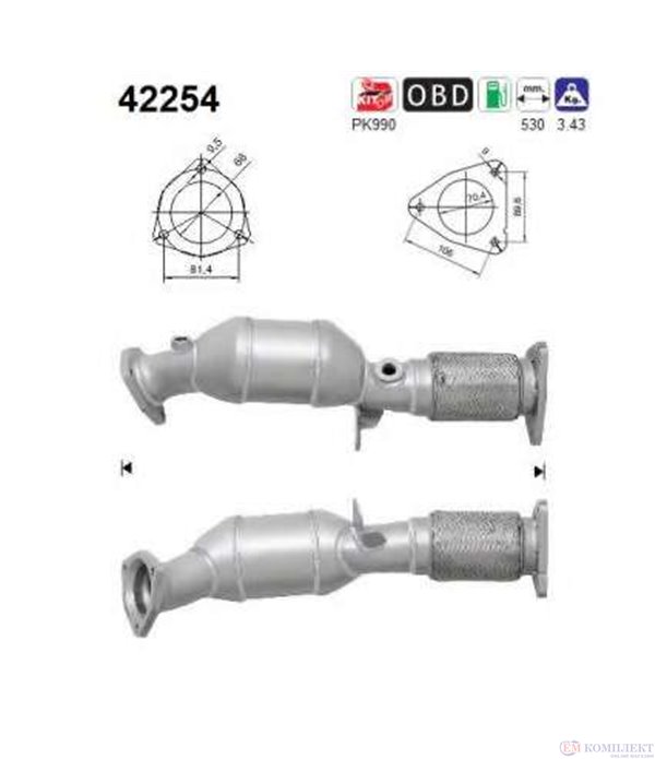 КАТАЛИЗАТОР ПРЕДЕН ЛЯВ VOLKSWAGEN TOUAREG (2002-) 4.2i FSI - AS