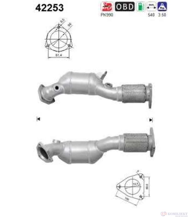 КАТАЛИЗАТОР ПРЕДЕН ДЕСЕН VOLKSWAGEN TOUAREG (2002-) 4.2i FSI - AS